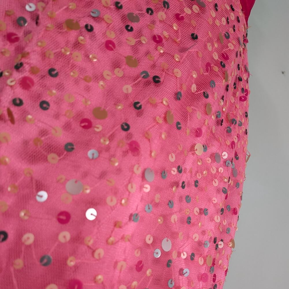 Mermaid Prom Dress Maxi Gown 4 Pink Vintage Y2K Sequin Strapless Coquette Girly - Picture 10 of 11